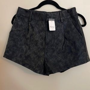 Free People Roma Black Vegan Suede Shorts